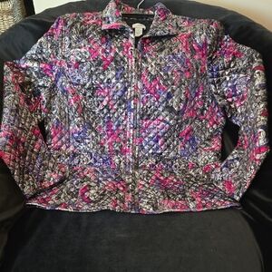 Chico's Pink and Purple Puffer Jacket Lightweight Sporty